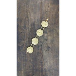 Vintage gold tone metal circle disc bracelet